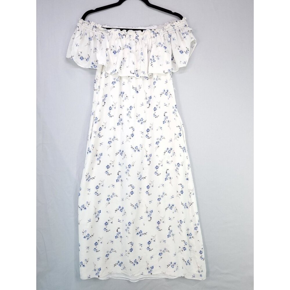 Rebecca Taylor Silk Dress Francine Size 4 Off-the-Shoulder Ruffle Floral No Belt - Picture 3 of 12